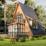 A Frame Blueprint, Small Cabin A Frame Home Plans