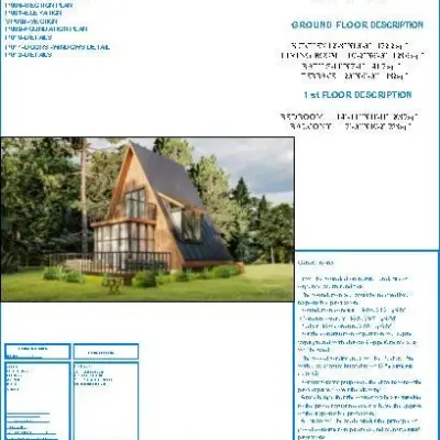 A Frame Blueprint, Small Cabin A Frame Home Plans