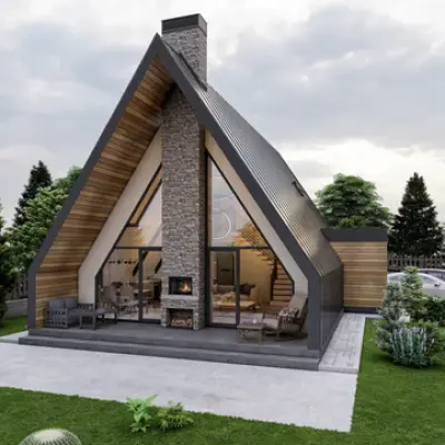 A Frame Style Home Plans, Small a Frame Cabin Blueprint