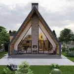 A Frame Style Home Plans, Small a Frame Cabin Blueprint